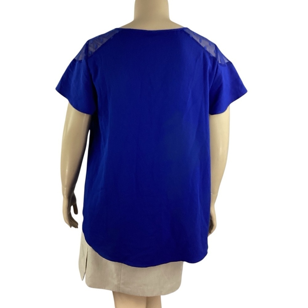 Torrid 2X Blue Sheer Dot Neck Blouse - Picture 5 of 7